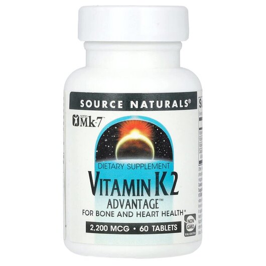 Основне фото товару Vitamin K2 Advantage 2200 mcg Основне фото товару Vitamin K2 Advantage 2200 mcg 60, Вітамін К2 2200 мкг, 60 таблето