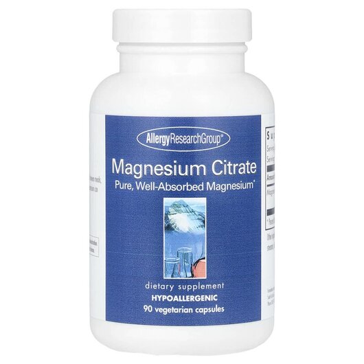 Основное фото товара Allergy Research Group, Магний Цитрат, Magnesium Citrate, 90 капс