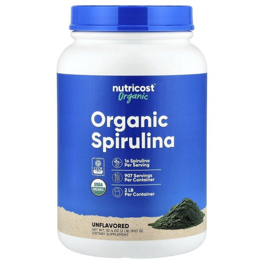 Основное фото товара Organic Spirulina Unflavored Основное фото товара Nutricost, Спирулина, Organic Spirulina Unflavored, 907 г