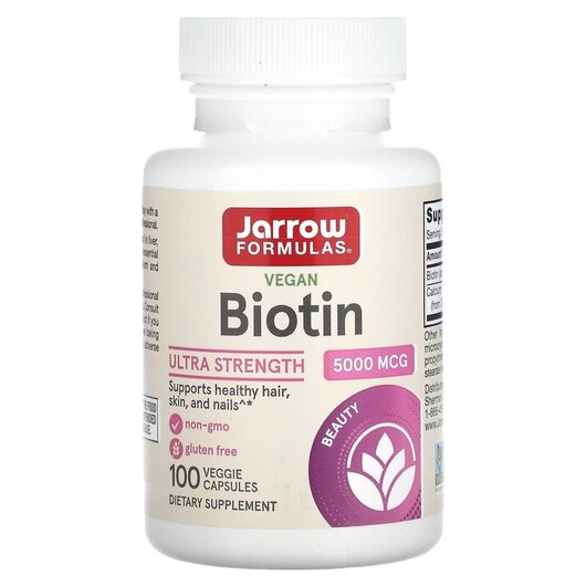 Основное фото товара Biotin 5000 mcg Основное фото товара Jarrow Formulas, Биотин 5000 мкг, Biotin 5000 mcg, 100 капсул
