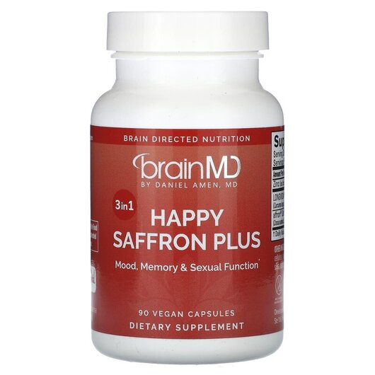 Основне фото товару BrainMD, Happy Saffron Plus, Шафран, 90 капсул