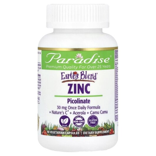 Основне фото товару Earth's Blend Zinc Picolinate, Цинк пиколинат, 90 капсул