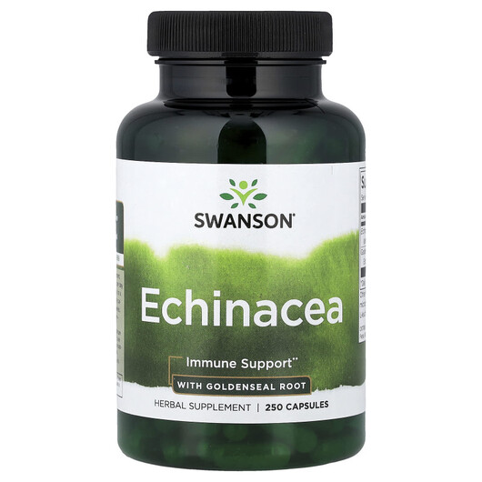 Основне фото товару Swanson, Echinacea With Goldenseal Root, Ехінацея, 250 капсул