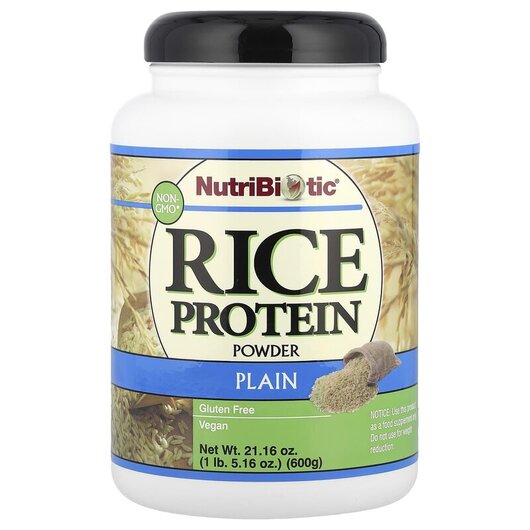 Основное фото товара NutriBiotic, Рисовый протеин, Raw Rice Protein Plain, 600 г