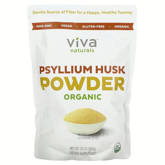 Основне фото товару Organic Psyllium Husk Powder Основне фото товару Organic Psyllium Husk, Лушпиння насіння подорожника, 680 г