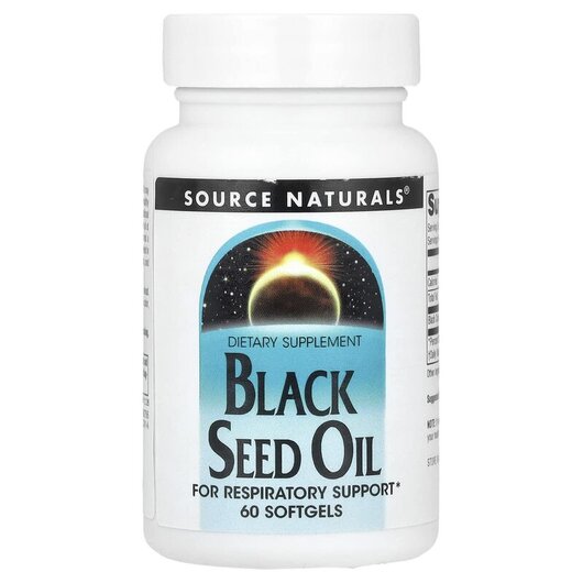 Основне фото товару Source Naturals, Black Seed Oil, Чорний кмин, 60 капсул