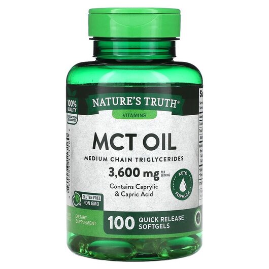 Основное фото товара Vitamins MCT Oil 3600 mg Основное фото товара Nature's Truth, МСТ Триглицериды, Vitamins MCT Oil 3600 mg,