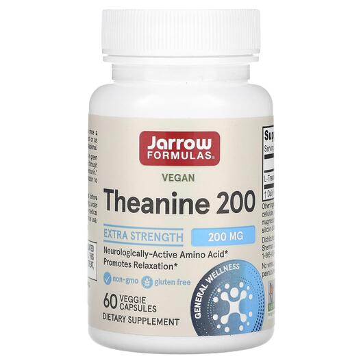Основне фото товару Theanine 200 200 mg Основне фото товару Jarrow Formulas, Theanine 200, L-Теанін 200 мг, 60 капсул
