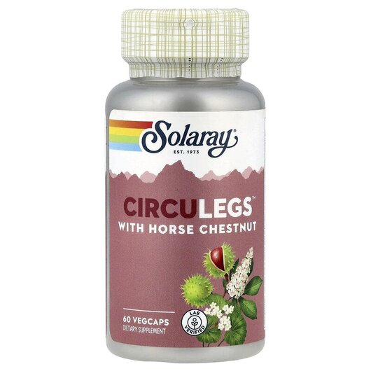 Основное фото товара Solaray, Поддержка вен ног, CircuLegs with Horse Chestnut, 60 кап