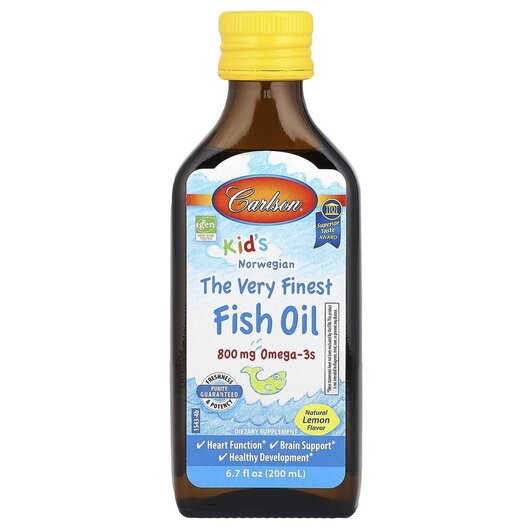 Основное фото товара Kid's Norwegian The Very Finest Fish Oil Natural Lemon Flavor 800 mg Основное фото товара Carlson, Рыбий жир, Kid's Norwegian The Very Finest Fish Oil
