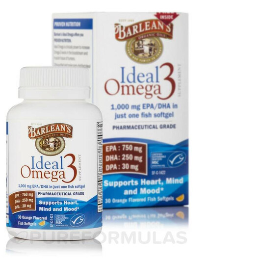 Основное фото товара Barlean's, Омега 3, Ideal Omega3 Orange Flavor, 30 капсул