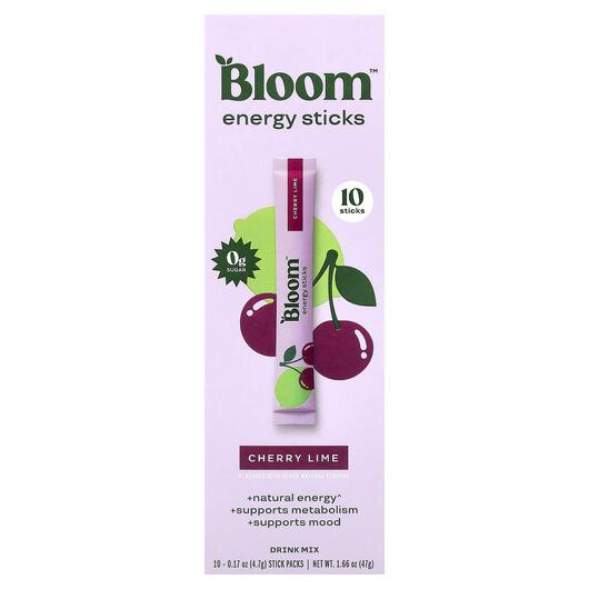 Основне фото товару Energy Sticks Cherry Lime Основне фото товару Bloom, Energy Sticks Cherry Lime, Енергетичний напій, 10 шт