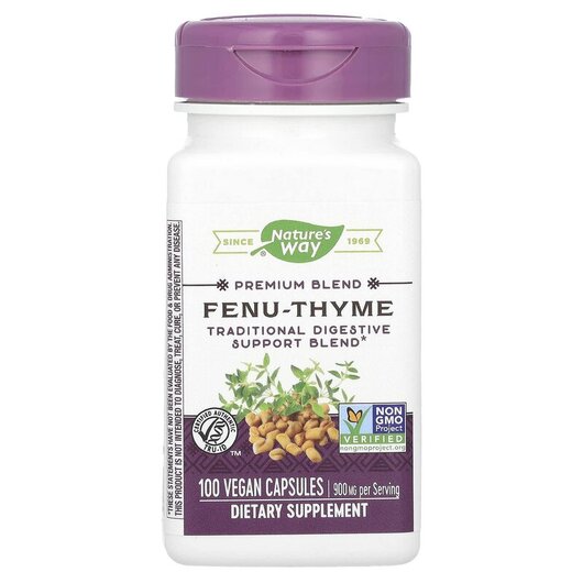 Основне фото товару Nature's Way, Fenu-Thyme 450 mg, Пажитник, 100 капсул