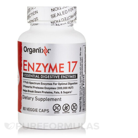 Основное фото товара Enzyme 17 Основное фото товара Organixx, Ферменты, Enzyme 17, 80 капсул