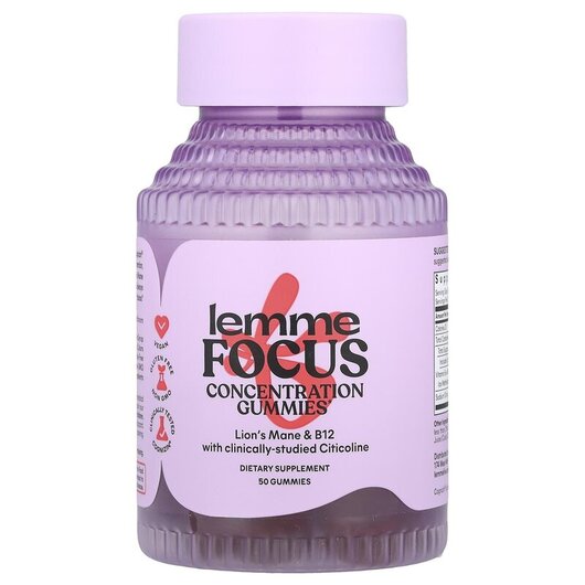 Основное фото товара Поддержка мозга, Focus Concentration Gummies Strawberry, 50 табле