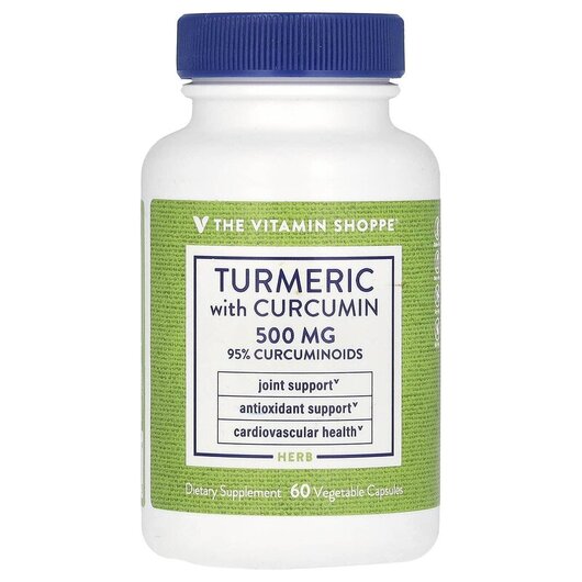 Основне фото товару TheVitaminShoppe, Turmeric With Curcumin 500 mg, Куркумін, 60 кап