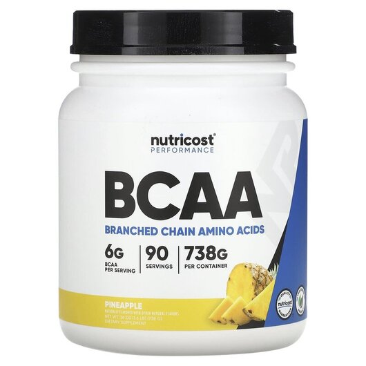 Основне фото товару Nutricost, Performance BCAA Pineapple, БЦАА, 738 г