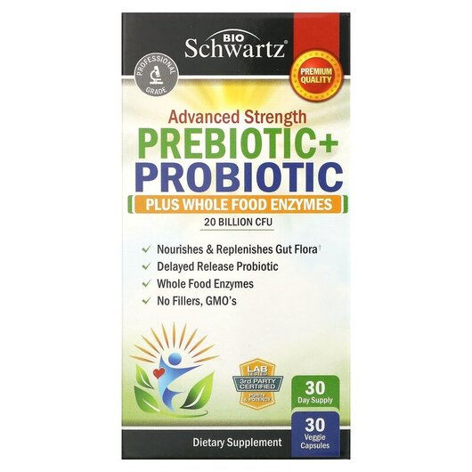 Основне фото товару Advanced Strength Prebiotic+Probiotic 20 Billion CFU Основне фото товару Advanced Strength Prebiotic+Probiotic 20 Billion, Пребіотики, 30