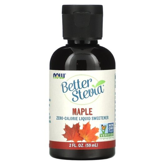 Основне фото товару Better Stevia Zero-Calorie Liquid Sweetener Maple Основне фото товару NOW Foods, Stevia Maple, Стевія, 59 мл
