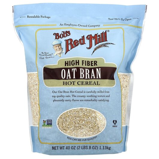 Основне фото товару High Fiber Oat Bran Hot Cereal Основне фото товару Bob's Red Mill, High Fiber Oat Bran Hot Cereal, Отруби, 1.13