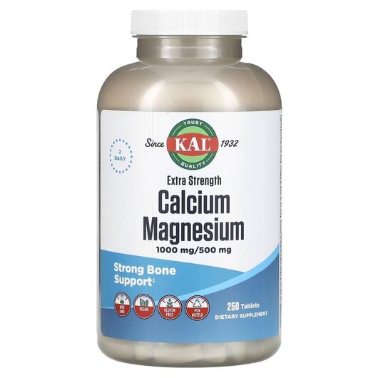 Основное фото товара Calcium Magnesium Extra Strength Основное фото товара KAL, Кальций, Calcium Magnesium Extra Strength, 250 таблеток