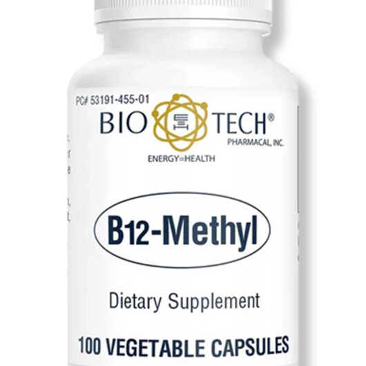 Основное фото товара B12-Methyl Основное фото товара Bio-Tech Pharmacal, Витамин B12 Кобаламин, B12-Methyl, 100 капсул