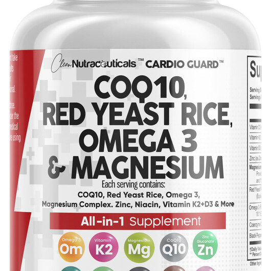 Основное фото товара COQ10 200 mg Red Yeast Rice Omega 3 Magnesium, Коэнзим CoQ10, 60 