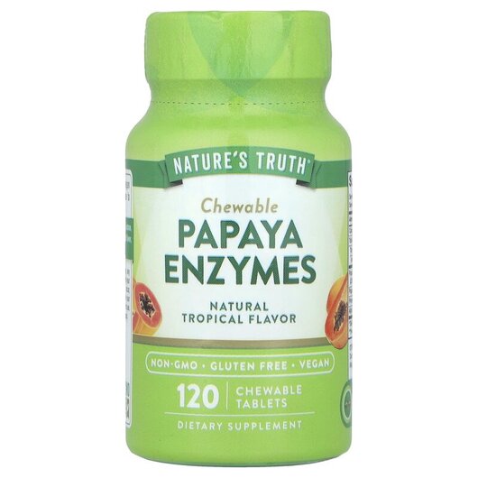 Основное фото товара Chewable Papaya Enzymes Natural Tropical Основное фото товара Chewable Papaya Enzymes Natural Tropical, Ферменты Папайи, 120 та
