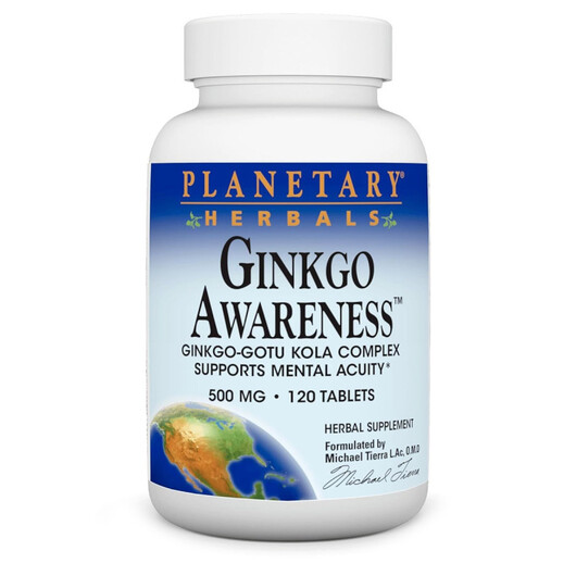 Основне фото товару Ginkgo Awareness Основне фото товару Planetary Herbals, Ginkgo Awareness, Гінкго Білоба, 120 таблеток