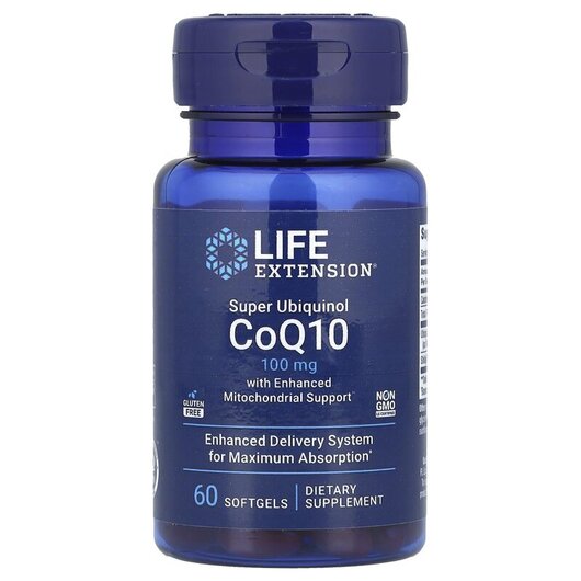 Основне фото товару Life Extension, Super Ubiquinol CoQ10, Убіхінол 100 мг, 60 капсул