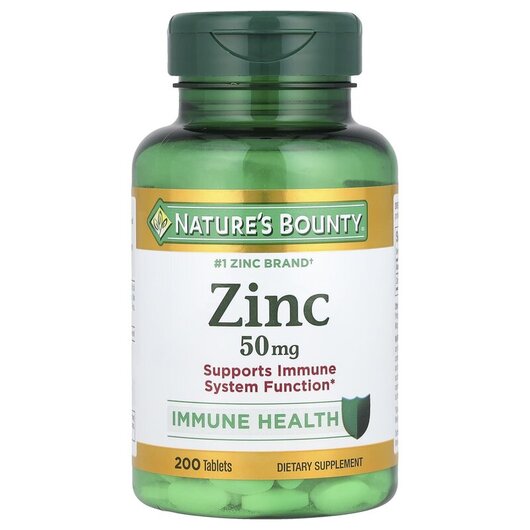 Основне фото товару Zinc 50 mg Основне фото товару Nature's Bounty, Zinc 50 mg, Цинк 50 мг, 200 капсул