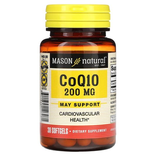 Основне фото товару Mason, COQ-10 200 mg, Коензим CoQ10, 30 капсул