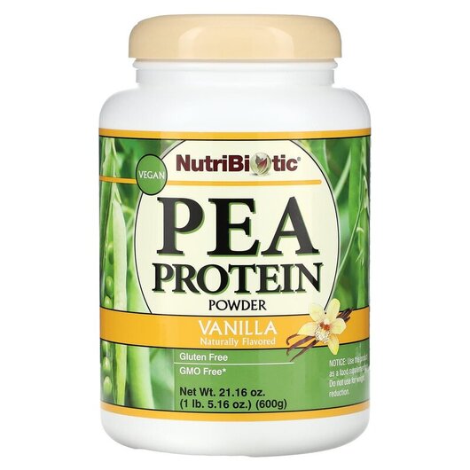 Основное фото товара NutriBiotic, Гороховый Протеин, Pea Protein Powder Vanilla, 600 г