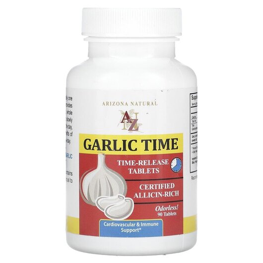Основне фото товару Garlic Time Основне фото товару Arizona Natural, Garlic Time, Екстракт Часнику, 90 таблеток