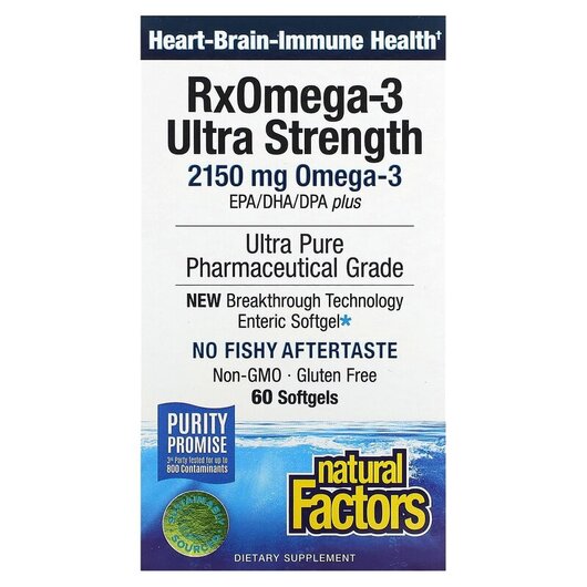 Основное фото товара Ultra Strength One-per-Day RxOmega-3 900 mg Основное фото товара Ultra Strength One-per-Day RxOmega-3 900, Омега 3, 60 Enteripure