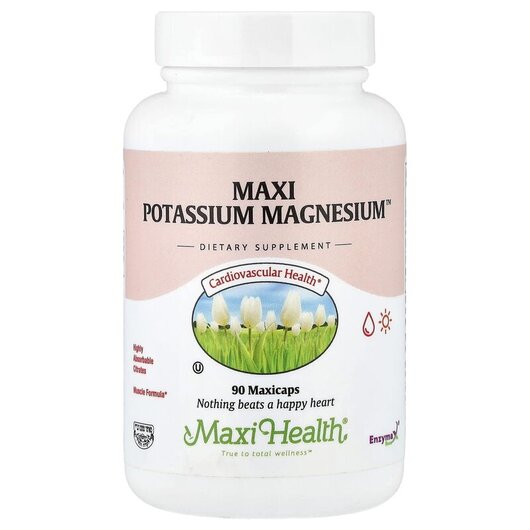 Основне фото товару Maxi Potassium Magnesium Основне фото товару Maxi Health, Maxi Potassium Magnesium, Магній, 90 капсул