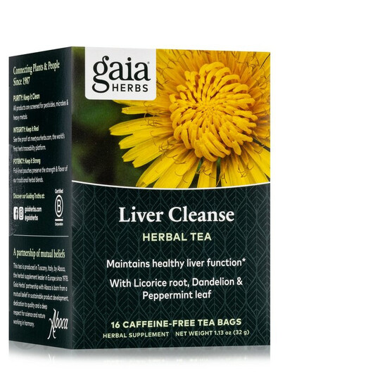 Основное фото товара Gaia Herbs, Органический чай, Liver Cleanse Tea 16 Tea Bags, 32 г