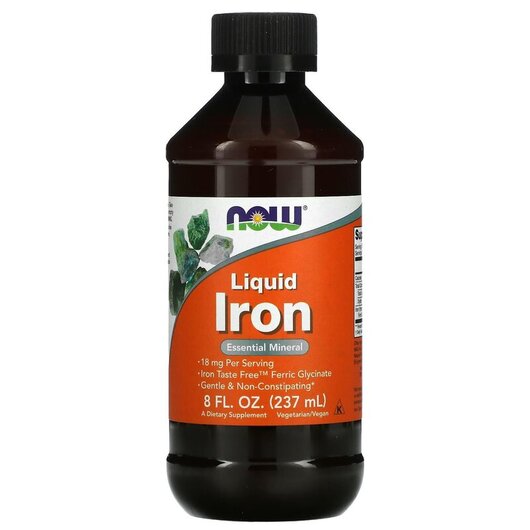 Основное фото товара Iron Liquid Ferric Glycinate Основное фото товара NOW Foods, Железо, Iron Liquid Ferric Glycinate, 237 мл