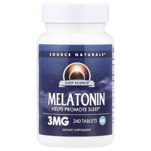 Основне фото товару Melatonin 3 mg Основне фото товару Source Naturals, Melatonin 3 mg 240, Мелатонін 3 мг, 240 таблеток