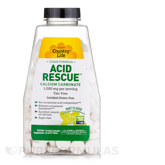 Основное фото товара Acid Rescue Calcium Carbonate Mint Flavor Основное фото товара Кальций, Acid Rescue Calcium Carbonate Mint Flavor, 220 таблеток