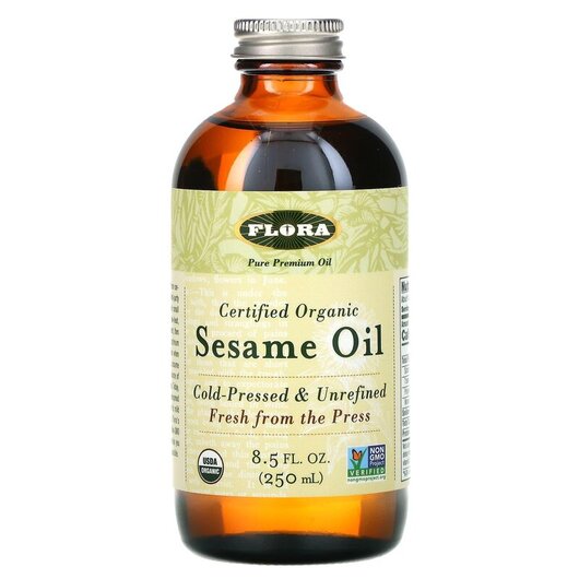 Основное фото товара Certified Organic Sesame Oil Основное фото товара Flora, Кунжутное масло, Sesame Oil, 250 мл