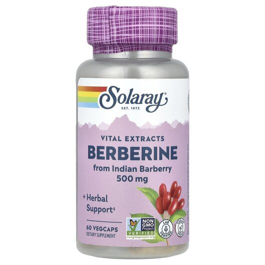 Основное фото товара Solaray, Берберин 500 мг, Berberine 500 mg, 60 капсул