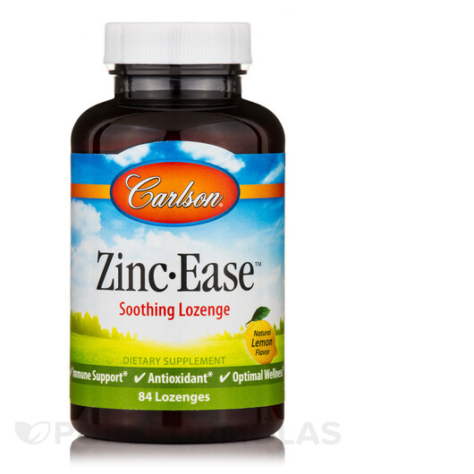 Основне фото товару Zinc-Ease Natural Lemon Flavor Основне фото товару Carlson, Zinc-Ease Natural Lemon Flavor, Цитрат Цинку, 84 таблето