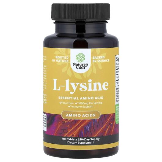 Основное фото товара L-lysine Основное фото товара Nature's Craft, L-Лизин, L-lysine, 100 таблеток