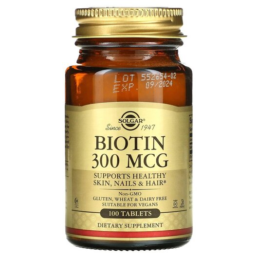Основное фото товара Biotin 300 mcg Основное фото товара Solgar, Биотин 300 мкг, Biotin 300 mcg, 100 таблеток