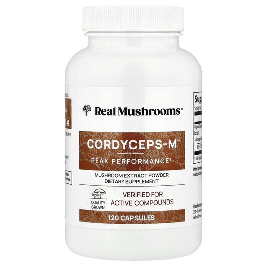 Основне фото товару Real Mushrooms Cordycep-M Peak Performance, Гриби, 120 капсул