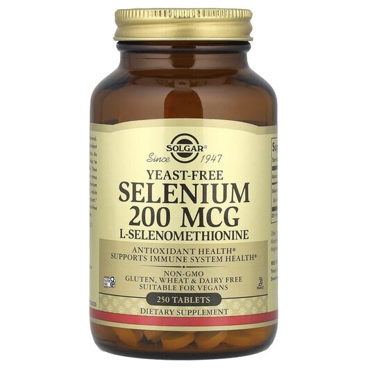 Основное фото товара Solgar, Селен, Yeast-Free Selenium 200 mcg, 250 таблеток