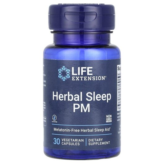 Основне фото товару Herbal Sleep PM Основне фото товару Life Extension, Herbal Sleep PM, Підтримка здорового сну, 30 капс