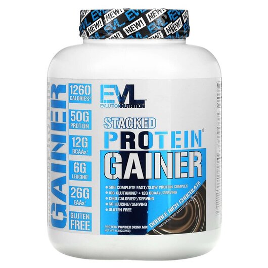 Основное фото товара Stacked Protein Gainer Double Rich Chocolate Основное фото товара Гейнер, Stacked Protein Gainer Double Rich Chocolate, 2.72 кг