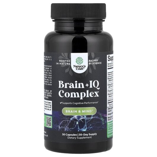 Основне фото товару Brain + IQ Complex, Підтримка пам'яті та уваги, 30 капсул